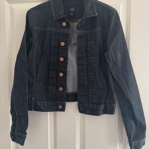 GAP Women's Indigo Denim Jacket with Brown Buttons